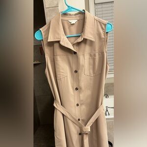 Caslon Elegant Tan Sleeveless Dress